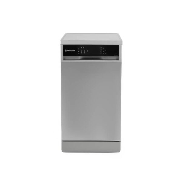 غسالة اطباق وايت بوينت 10 فرد 5 برنامج بشاشة ديجيتال و خاصية النصف حمل و 3 رشاشات للمياه باللون الفضي WPD105DS